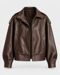 Chocolate Faux Leather Jacket, front view