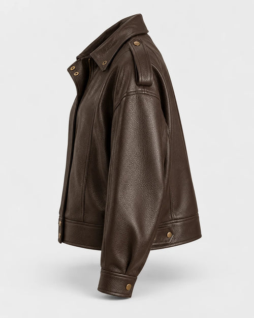 Chocolate Faux Leather Jacket