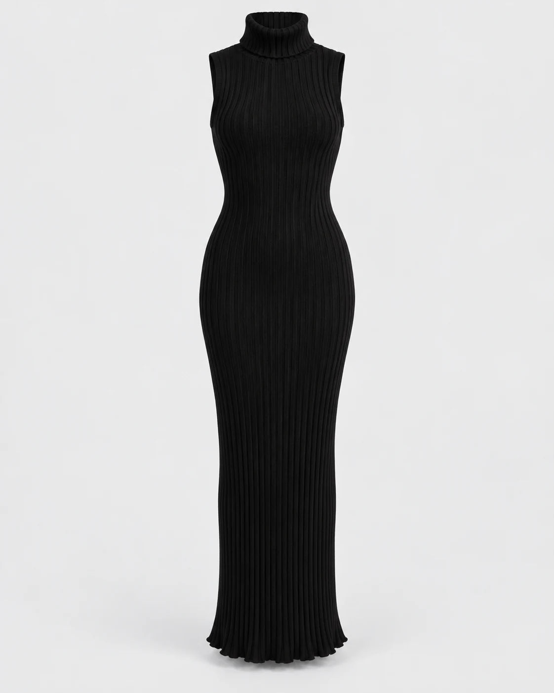 Black Ribbed Maxi Dress